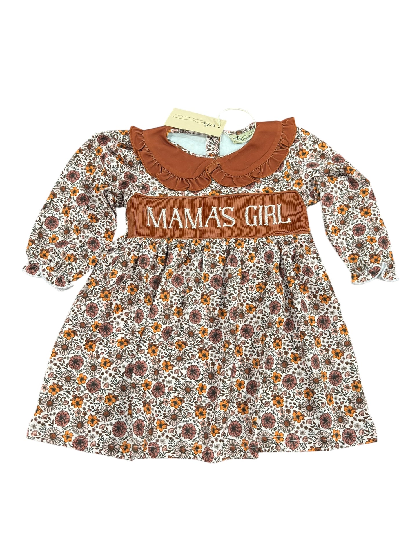 Fall Floral Name Smocks Girl Dress