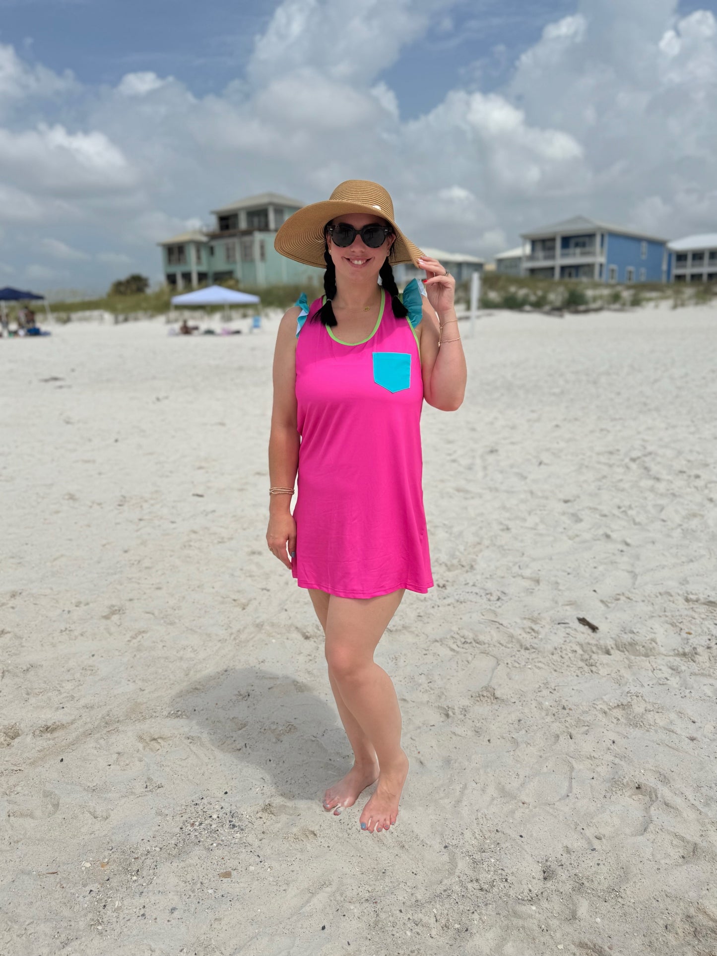 RTS - SPRING 2 - Neon Color Block Mom Coverup “NO MONOGRAM”