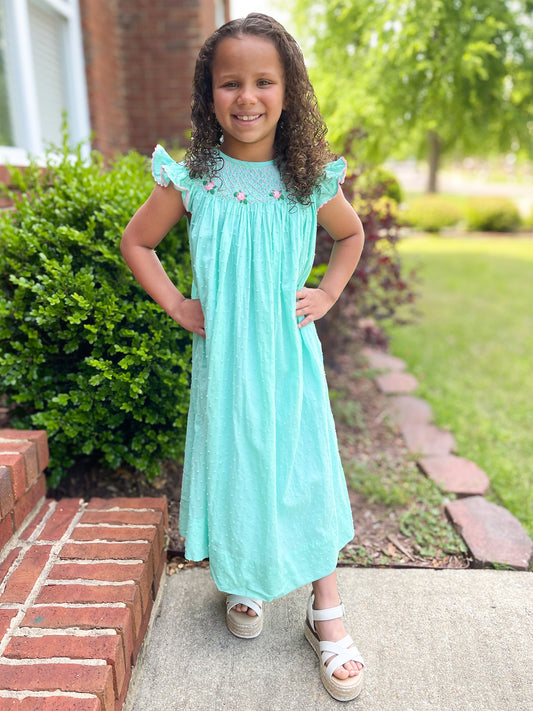 RTS - Spring 2 Girls Only - Mint Rose Garden Girl Dress