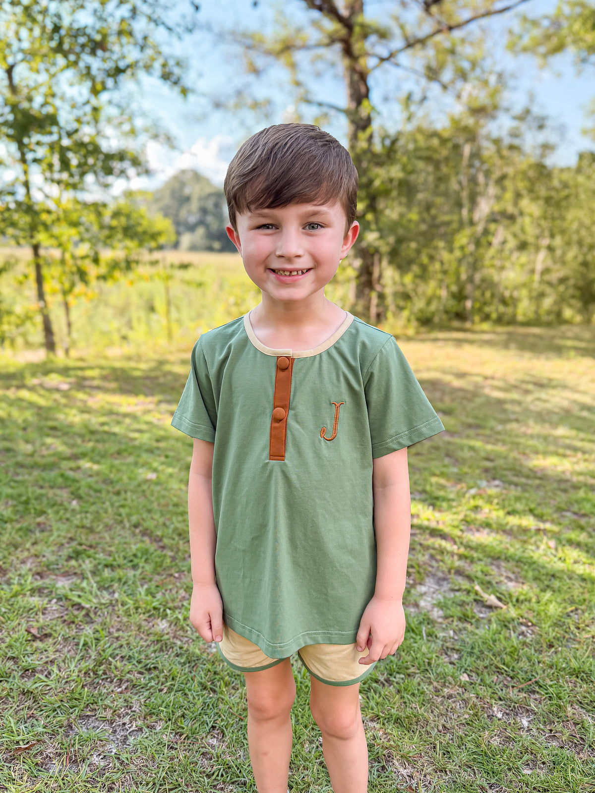 RTS - AUTUMN BASICS - Autumn Basics Boys Only - Timber Trail Boy Shortie Set - NO MONOGRAM