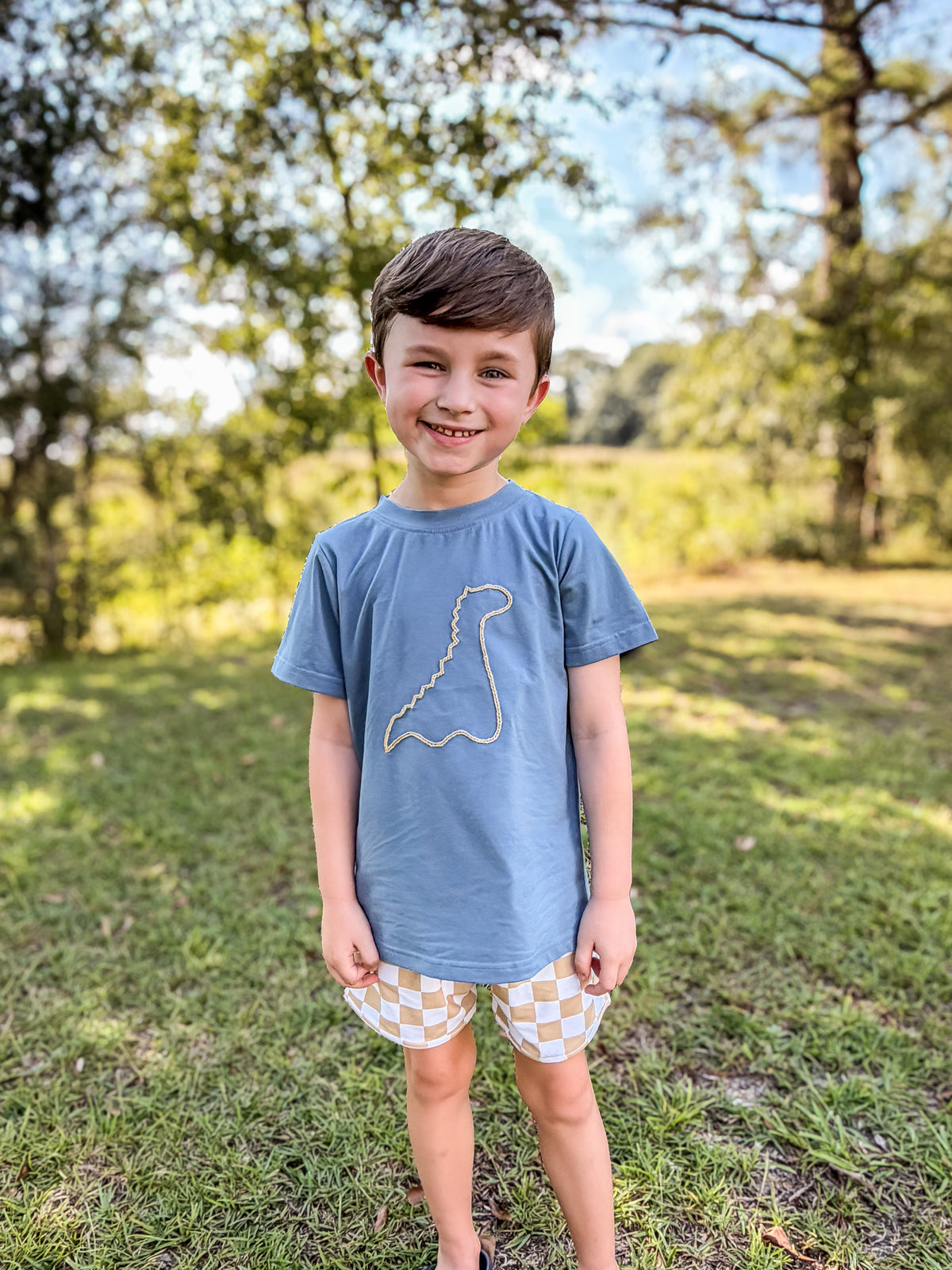 RTS - AUTUMN BASICS - Autumn Basics Boys Only - Chainstitch Dino Boy Shortie Set