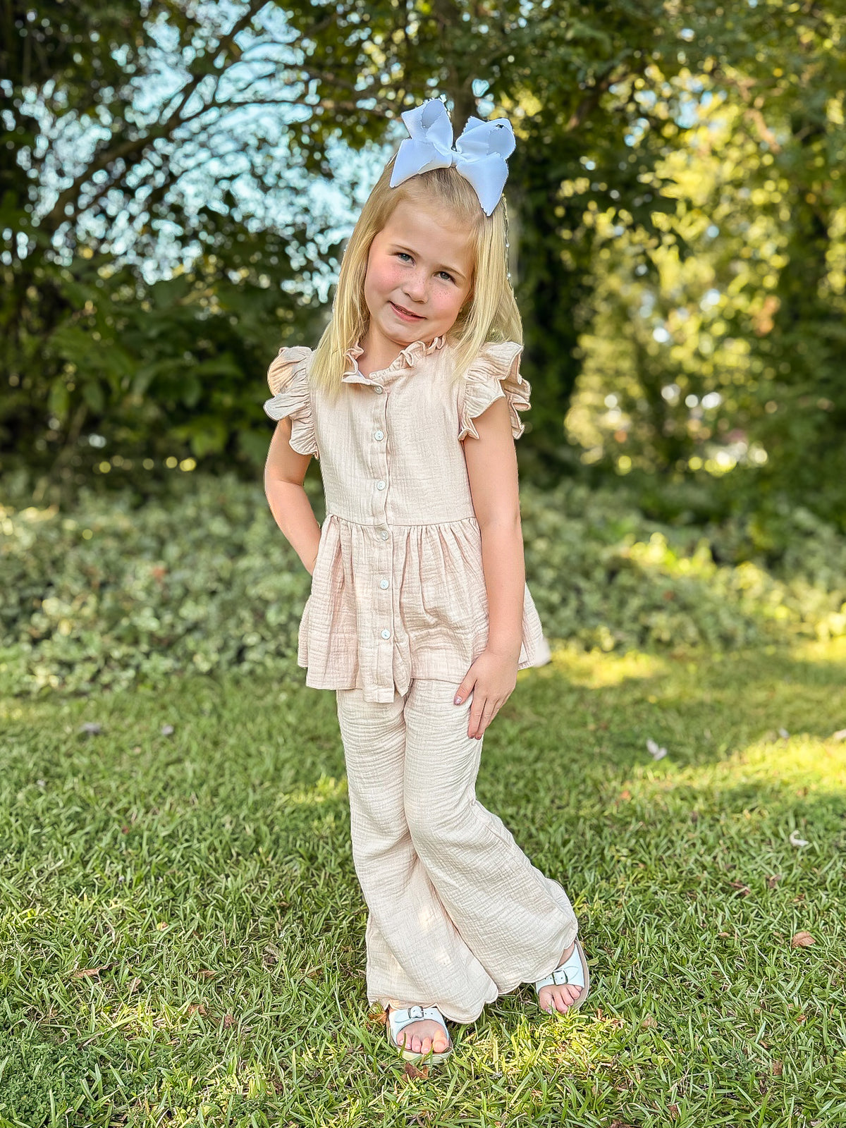 RTS - AUTUMN BASICS - Autumn Basics Girls Only - Light Pink Muslin Pant Set