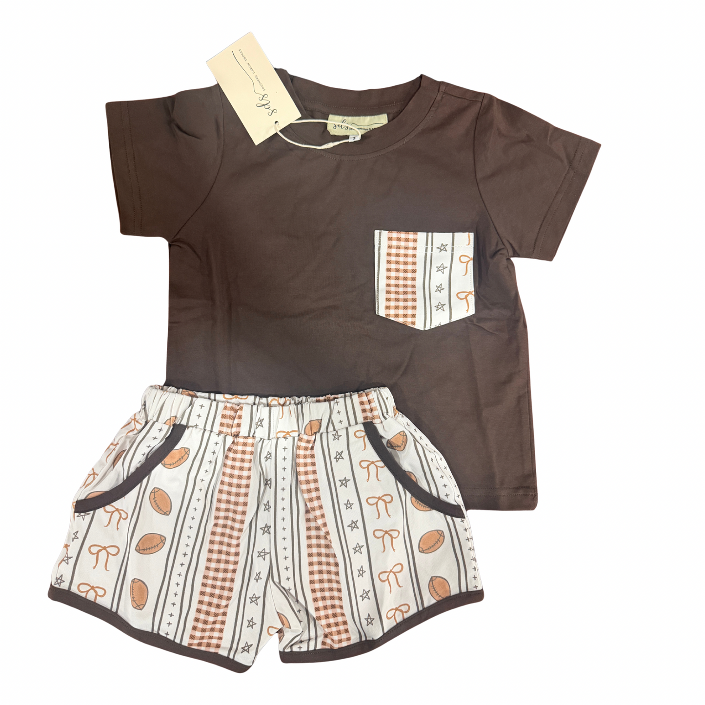 RTS - COLLEGIATE - Basic Football Knits Boy Shortie Set *READ DESCRIPTION*
