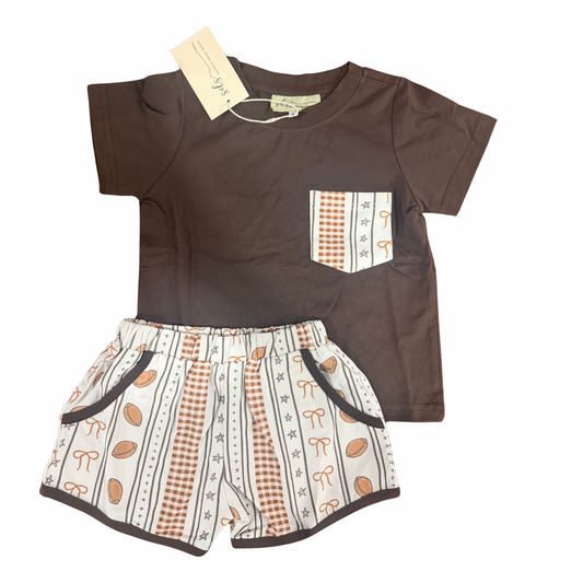 RTS - COLLEGIATE - Basic Football Knits Boy Shortie Set *READ DESCRIPTION*