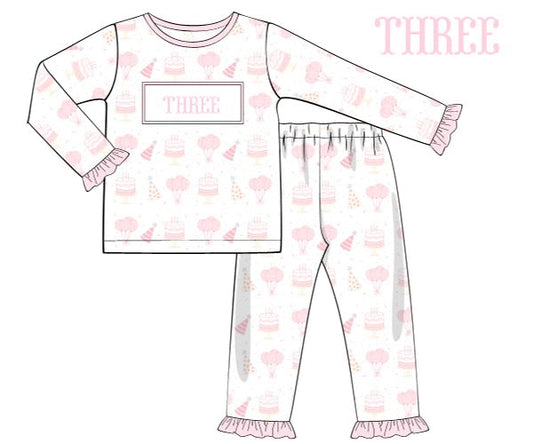 PREORDER 45: RERUNS - Smocked Birthday PJs Girl 2pc
