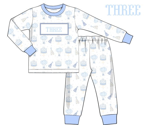 PREORDER 45: RERUNS - Smocked Birthday PJs Boy 2pc