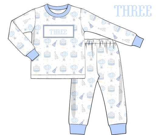 PREORDER 45: RERUNS - Smocked Birthday PJs Boy 2pc