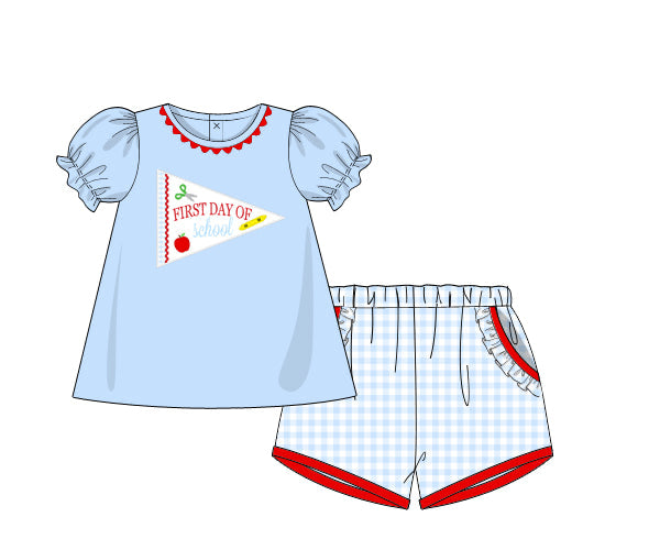 PREORDER 63: SUMMER PT 2 - First Day Of School Girl Shortie Set