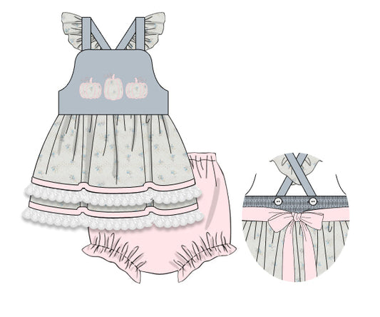 PREORDER 53: PUMPKINS & HALLOWEEN - Pumpkins & Halloween Girls Only - Lyla’s Lacy Pumpkins Girl Diaper Set