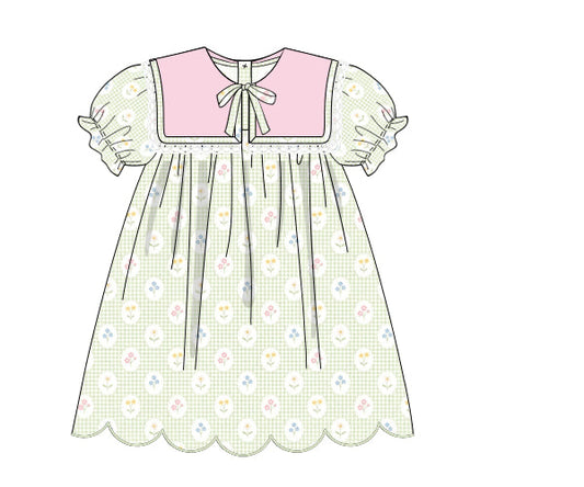 PREORDER 63: SUMMER PT 2 - Girls Only - Green Gingham & Floral Girl Dress