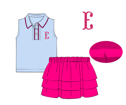 PREORDER 63: SUMMER PT 2 - Girls Only - Bright Skort Sets - Blue/Pink