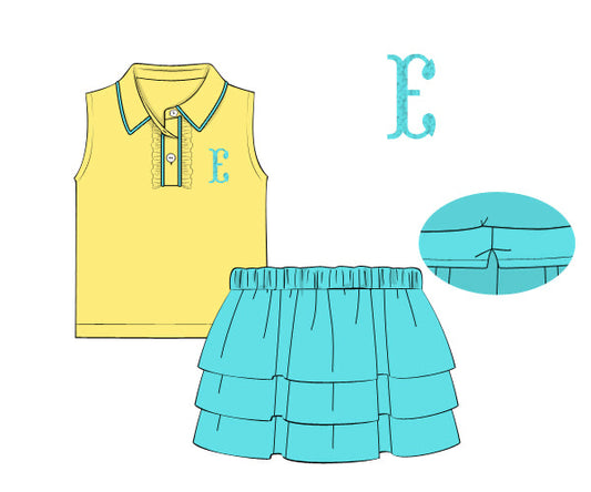 PREORDER 63: SUMMER PT 2 - Girls Only - Bright Skort Sets - Yellow/Aqua