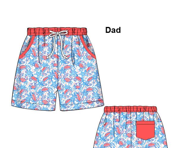 RTS - Patriotic Lilly Crab Swim Dad Trunks