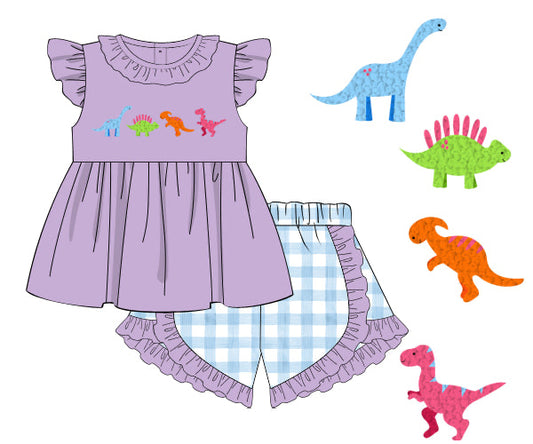 PREORDER 45: RERUNS - French Knot Dinos Girl Shortie Set