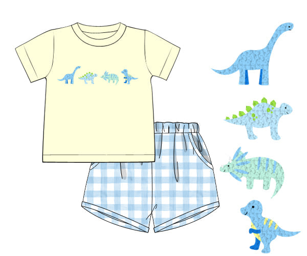PREORDER 45: RERUNS - French Knot Dinos Boy Shortie Set