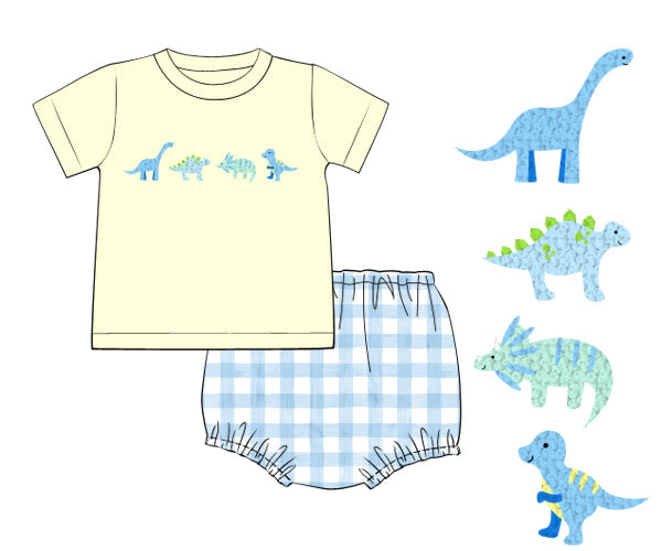 PREORDER 45: RERUNS - French Knot Dinos Boy Diaper Set