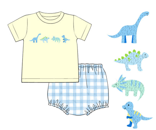 PREORDER 45: RERUNS - French Knot Dinos Boy Diaper Set