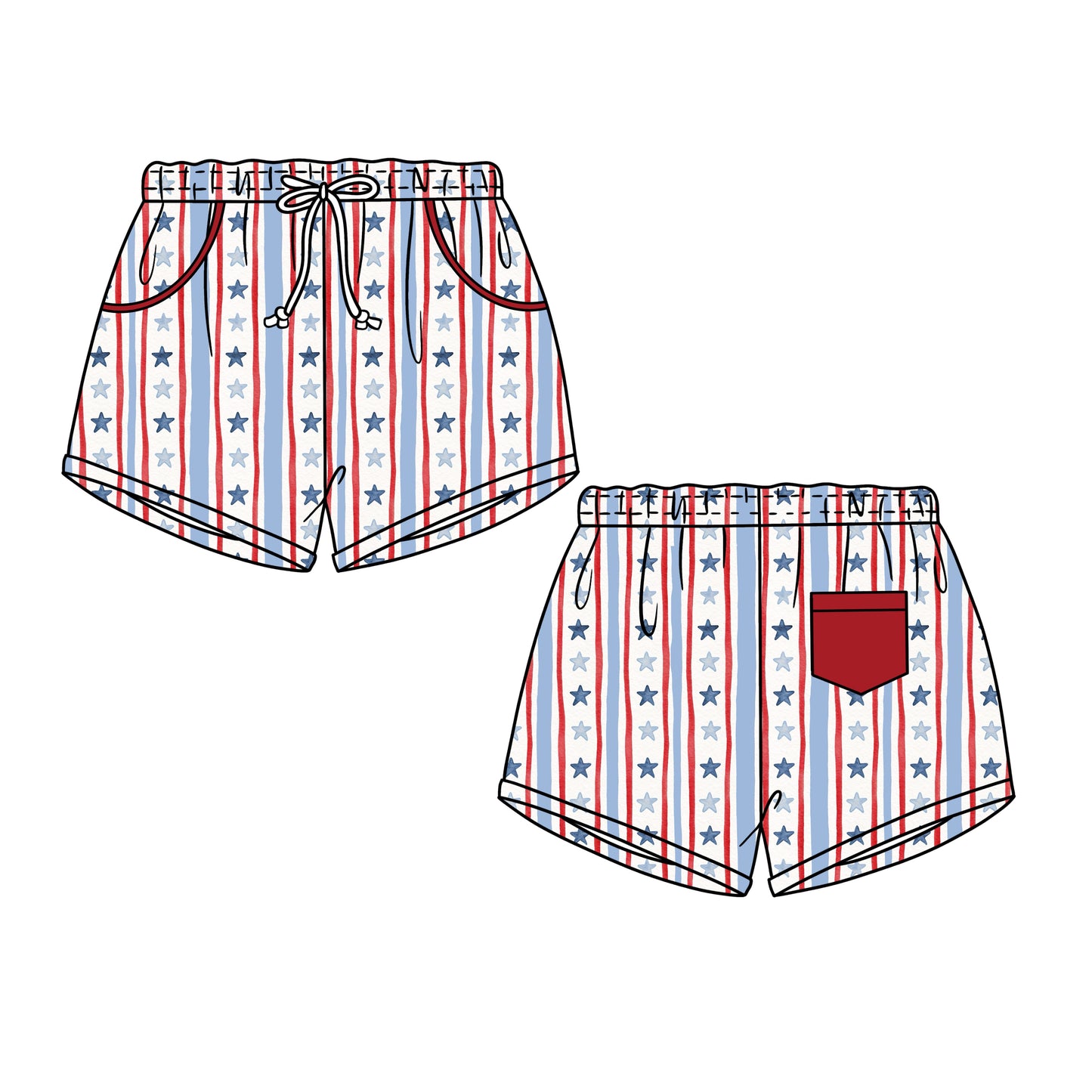 PREORDER 48: SUMMER 1 - Liberty Stars & Bows Boy Shortie Trunks