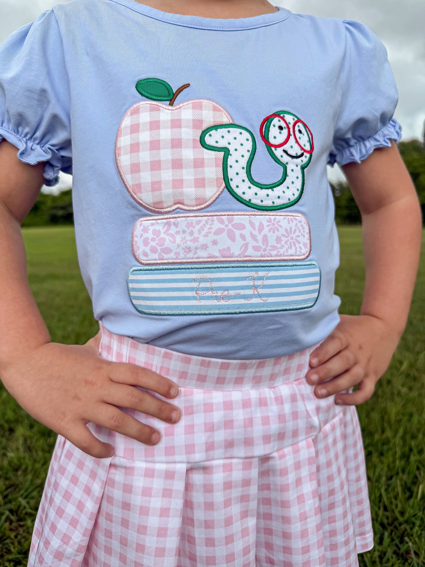 RTS - BTS Shirt Only - Appliqué Bookworm Girl Shirt - NO MONOGRAM