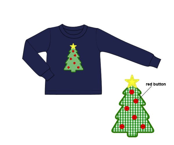 RTS - Christmas Shirt Only - Applique Christmas Tree Boy Shirt