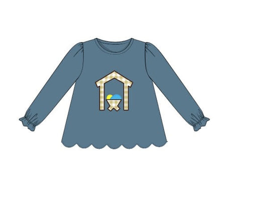 RTS - Christmas Shirt Only - Away In A Manger Girl Shirt