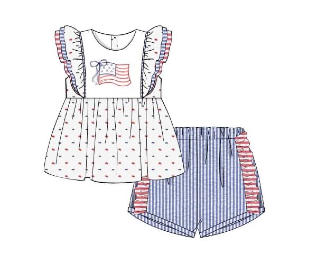 PREORDER 48: SUMMER 1 - God Bless The USA Girl Shortie Set