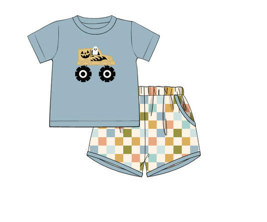 RTS - PUMPKINS & HALLOWEEN - Pumpkins & Halloween Boys Only - Spooky Monster Truck Boy Shortie Set