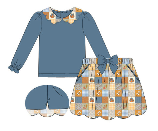 PREORDER 53: PUMPKINS & HALLOWEEN - Harvest Patchwork Girl Skort Set