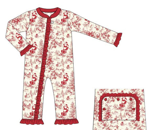 RTS - Vintage Christmas Toile Girl Zippy