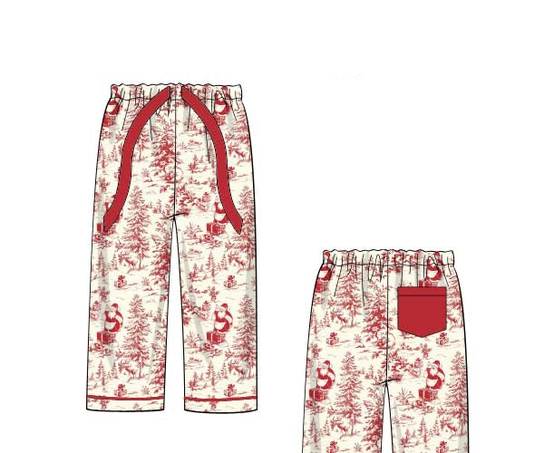 RTS - Vintage Christmas Toile Dad Pants