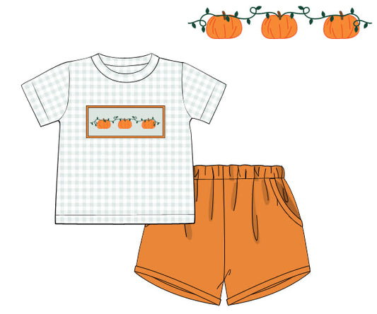 RTS - PUMPKINS & HALLOWEEN - Pumpkin Vines Boy Shortie Set
