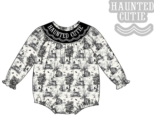 RTS - PUMPKINS & HALLOWEEN - Spooky Toile Girl Bubble “HAUNTED CUTIE”