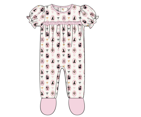 RTS - PUMPKINS & HALLOWEEN - Pumpkins & Halloween Girls Only - Bows, Cats, & Witch Hats Girl 1pc Loungewear