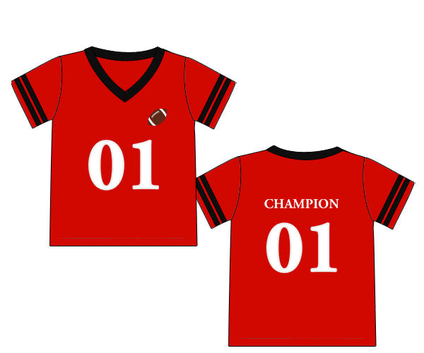RTS - COLLEGIATE - Gameday Gear Boy Jersey - Red/Black. Monogrammed - “TOUCHDOWN”