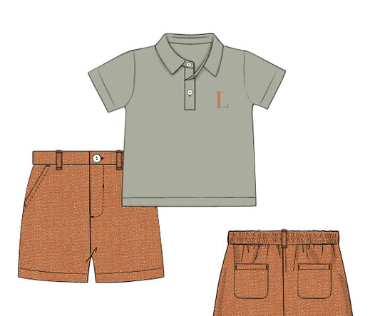 RTS - Whimsical Fall Boy Short Set - NO MONOGRAM