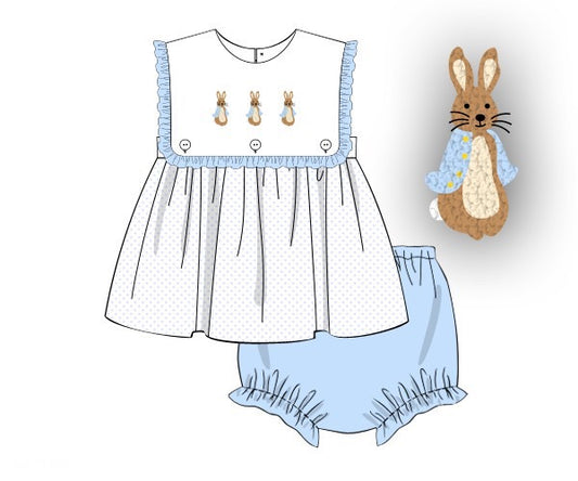 PREORDER 46: SPRING 1 - French Knot Peter Rabbit Girl Diaper Set