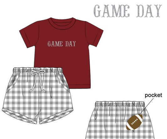 RTS - Game Day Basics Boy Shortie Set - Crimson & Grey - ROLL TIDE