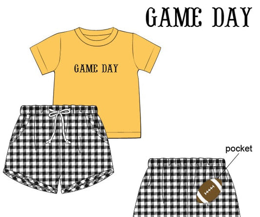 RTS - Game Day Basics Boy Shortie Set - Gold & Black - TOUCHDOWN