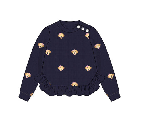 RTS - Winter Mix/Match - Embroidered Dogs Girl Sweater