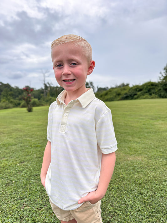 Back to School Polos Boy Polo - Pale Yellow Stripes