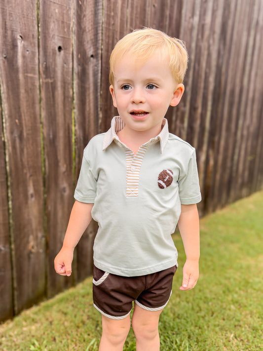 PREORDER 29: BACK TO SCHOOL & COLLEGIATE - French Knot Footballs Boy Polo