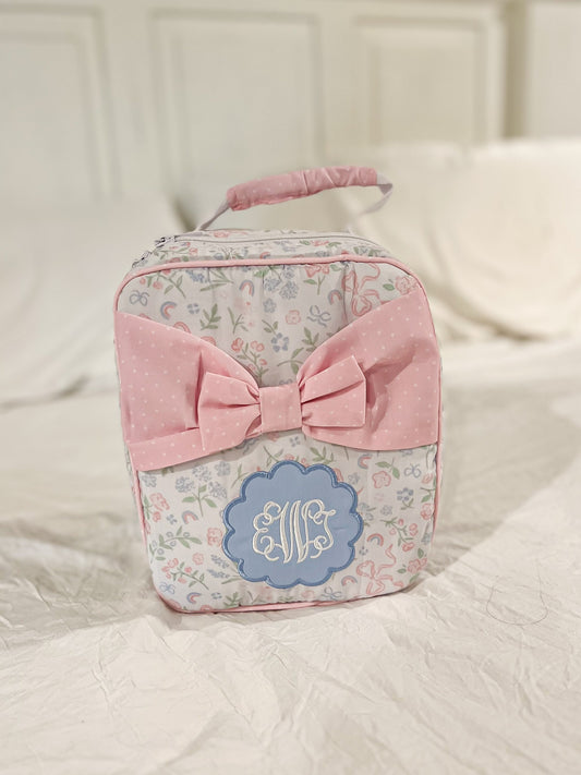 Ollie's Patchwork Luggage Lunchbox - NO MONOGRAM/NO BLUE PATCH