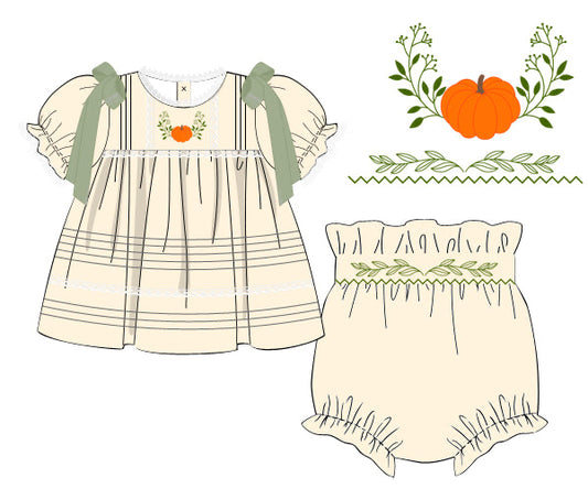 RTS - Pumpkin Heirlooms Girl Diaper Set