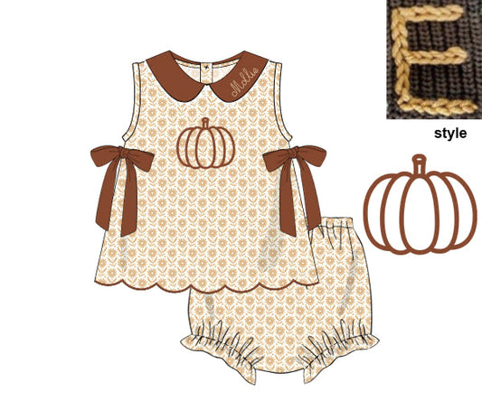 PREORDER 53: PUMPKINS & HALLOWEEN - Chainstitch Pumpkin Girl Diaper Set