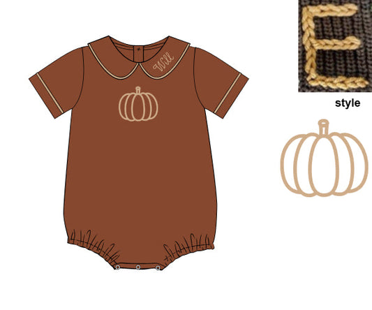 RTS - PUMPKINS & HALLOWEEN - Chainstitch Pumpkin Boy Bubble -NO MONOGRAM
