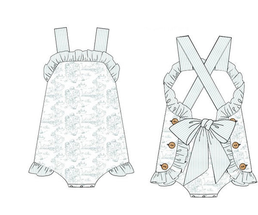 PREORDER 45: RERUNS - Farm Toile Girl Sunsuit