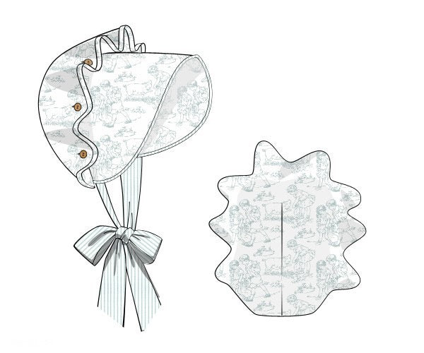PREORDER 45: RERUNS - Farm Toile Girl Bonnet