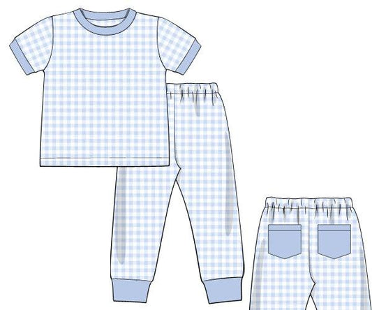 RTS - Beau’s Blue Gingham PJs Boy 2pc