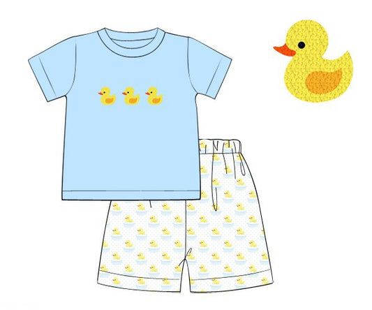 PREORDER 45: RERUNS - French Knot Rubber Ducks Boy Short Set