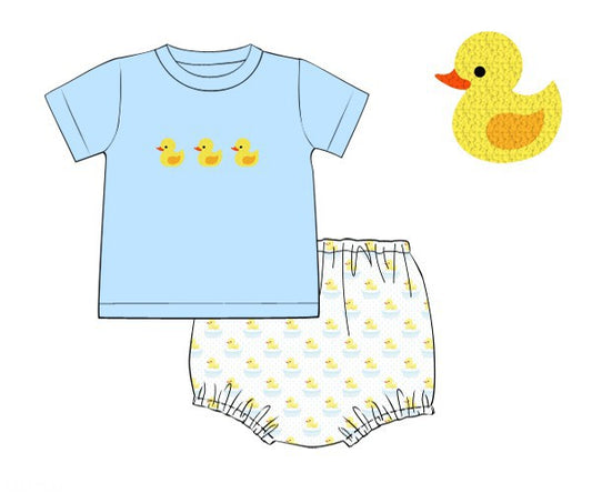PREORDER 45: RERUNS - French Knot Rubber Ducks Boy Diaper Set